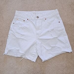 Aeropostle 90's Baggy Short White Denim Shorts Size 6 Distressed Jean Shorts